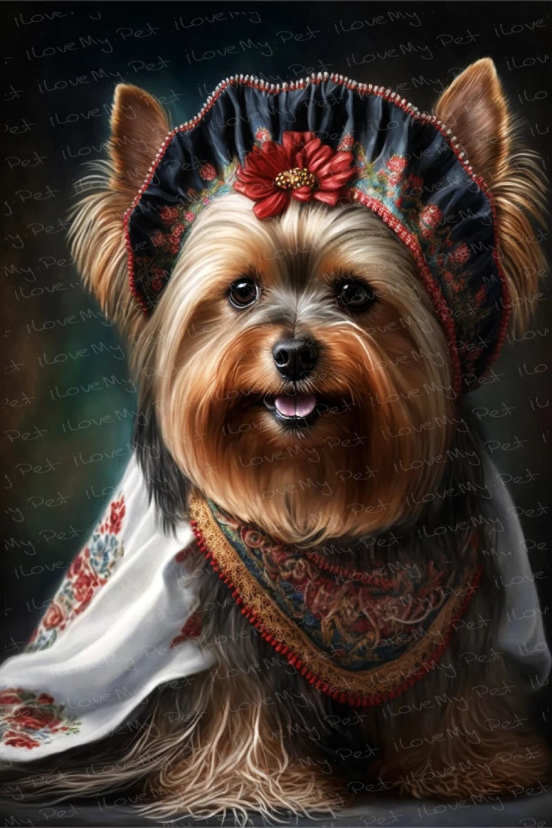 Traditional Tapestry Yorkie Wall Art Poster-Art-Dog Art, Home Decor, Poster, Yorkshire Terrier-1