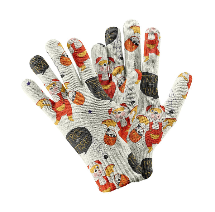 Trick or Treat Bulldog Halloween Touch Screen Gloves-Accessories-Accessories, Dog Dad Gifts, Dog Mom Gifts, English Bulldog, Gloves-White-1