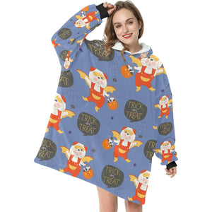 Trick or Treat English Bulldog Halloween Blanket Hoodie for Women-Apparel-Apparel, Blankets-6