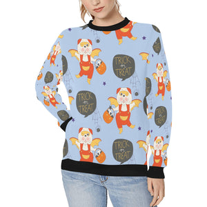 Trick or Treat English Bulldog Women's Halloween Sweatshirt-Apparel-Apparel, English Bulldog, Sweatshirt-LightSteelBlue-XS-10