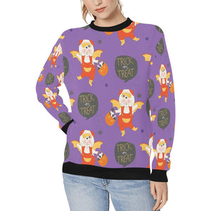 Trick or Treat English Bulldog Women's Halloween Sweatshirt-Apparel-Apparel, English Bulldog, Sweatshirt-MediumPurple-XS-16