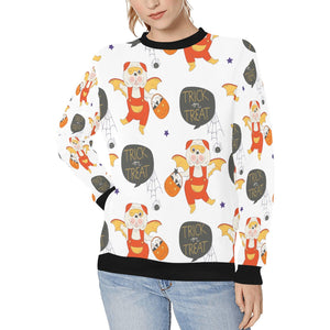 Trick or Treat English Bulldog Women's Halloween Sweatshirt-Apparel-Apparel, English Bulldog, Sweatshirt-White-XS-1