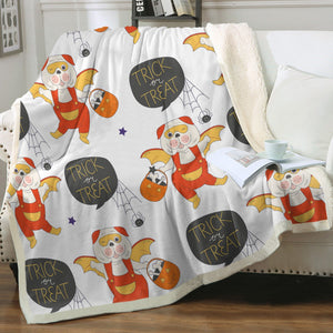 Trick or Treat English Bulldogs Halloween Fleece Blanket - 4 Colors-Blanket-Blankets, English Bulldog, Home Decor-14