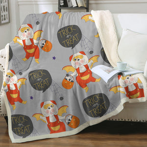 Trick or Treat English Bulldogs Halloween Fleece Blanket - 4 Colors-Blanket-Blankets, English Bulldog, Home Decor-16