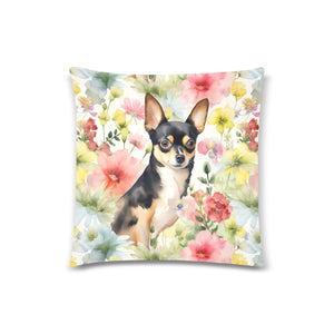 Tricolor Chihuahua in Spring's Embrace Throw Pillow Covers-Cushion Cover-Chihuahua, Home Decor, Pillows-2