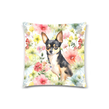 Load image into Gallery viewer, Tricolor Chihuahua in Spring&#39;s Embrace Throw Pillow Covers-Cushion Cover-Chihuahua, Home Decor, Pillows-One Chihuahua-1