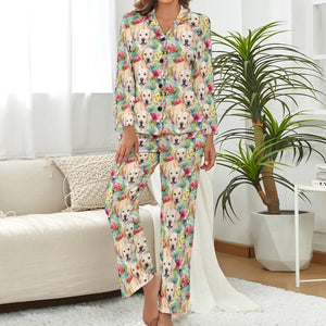 Tropical Oasis Yellow Labradors Pajama Set for Women-2