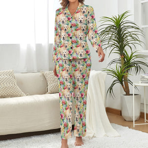 Tropical Oasis Yellow Labradors Pajama Set for Women-4