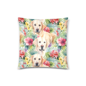 Tropical Oasis Yellow Labradors Throw Pillow Covers-2