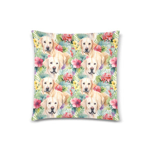 Tropical Oasis Yellow Labradors Throw Pillow Covers-4