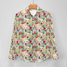 Load image into Gallery viewer, Tropical Oasis Yellow Labradors Women&#39;s Shirt - 2 Designs-Apparel-Apparel, Labrador, Shirt-2