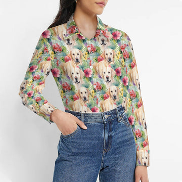 Tropical Oasis Yellow Labradors Womens Shirt 2 Designs 360x