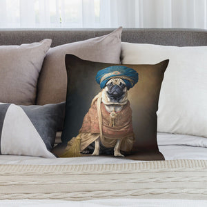Turban Maharaja Fawn Pug Plush Pillow Case-Cushion Cover-Dog Dad Gifts, Dog Mom Gifts, Home Decor, Pillows, Pug-3
