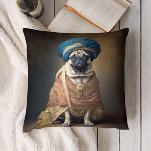 Turban Maharaja Fawn Pug Plush Pillow Case-Cushion Cover-Dog Dad Gifts, Dog Mom Gifts, Home Decor, Pillows, Pug-7