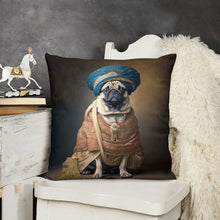 Load image into Gallery viewer, Turban Maharaja Fawn Pug Plush Pillow Case-Cushion Cover-Dog Dad Gifts, Dog Mom Gifts, Home Decor, Pillows, Pug-8
