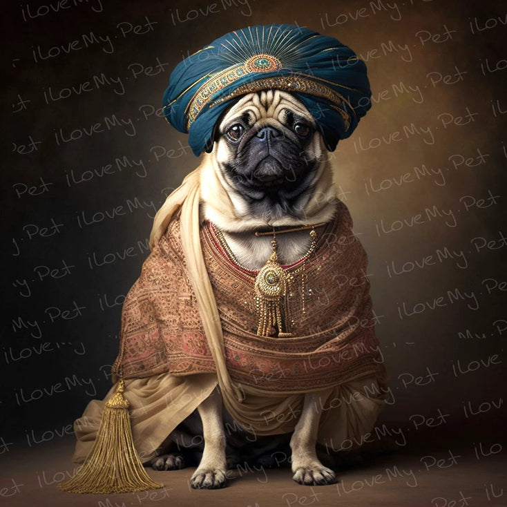 Turban Maharaja Fawn Pug Wall Art Poster-Art-Dog Art, Home Decor, Poster, Pug-1