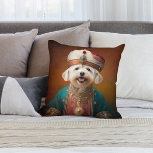 Turban Sultan Maltese Plush Pillow Case-Cushion Cover-Dog Dad Gifts, Dog Mom Gifts, Home Decor, Maltese, Pillows-2