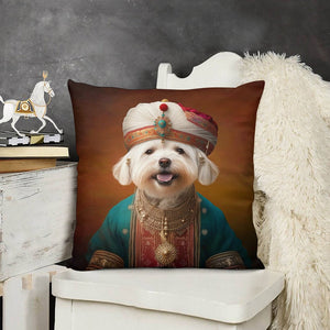 Turban Sultan Maltese Plush Pillow Case-Cushion Cover-Dog Dad Gifts, Dog Mom Gifts, Home Decor, Maltese, Pillows-3