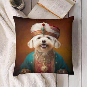 Turban Sultan Maltese Plush Pillow Case-Cushion Cover-Dog Dad Gifts, Dog Mom Gifts, Home Decor, Maltese, Pillows-4