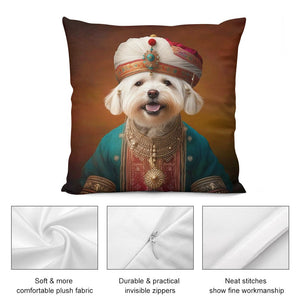 Turban Sultan Maltese Plush Pillow Case-Cushion Cover-Dog Dad Gifts, Dog Mom Gifts, Home Decor, Maltese, Pillows-5