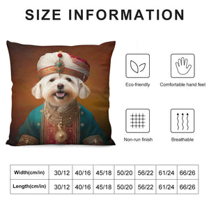Turban Sultan Maltese Plush Pillow Case-Cushion Cover-Dog Dad Gifts, Dog Mom Gifts, Home Decor, Maltese, Pillows-6