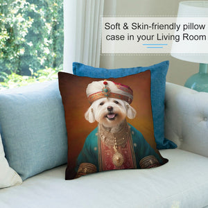 Turban Sultan Maltese Plush Pillow Case-Cushion Cover-Dog Dad Gifts, Dog Mom Gifts, Home Decor, Maltese, Pillows-7