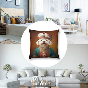 Turban Sultan Maltese Plush Pillow Case-Cushion Cover-Dog Dad Gifts, Dog Mom Gifts, Home Decor, Maltese, Pillows-8