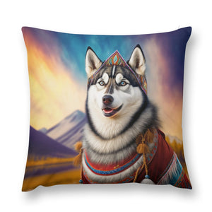Twilight Majesty Siberian Husky Plush Pillow Case-Cushion Cover-Dog Dad Gifts, Dog Mom Gifts, Home Decor, Pillows, Siberian Husky-12 "×12 "-1