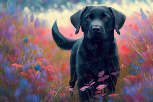 Twilight Serenade Black Labrador Wall Art Poster-Art-Black Labrador, Dog Art, Home Decor, Labrador, Poster-Light Canvas-Tiny - 8x10"-1