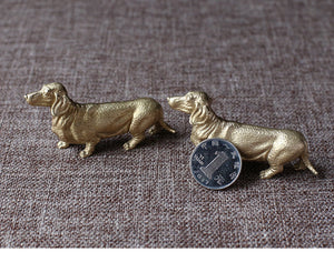 Twin Dachshunds Miniature Brass Figurines - 2 Pcs-Home Decor-Dachshund, Dogs, Figurines, Home Decor-10