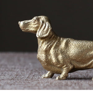 Twin Dachshunds Miniature Brass Figurines - 2 Pcs-Home Decor-Dachshund, Dogs, Figurines, Home Decor-2