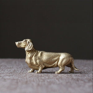 Twin Dachshunds Miniature Brass Figurines - 2 Pcs-Home Decor-Dachshund, Dogs, Figurines, Home Decor-3
