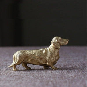 Twin Dachshunds Miniature Brass Figurines - 2 Pcs-Home Decor-Dachshund, Dogs, Figurines, Home Decor-4