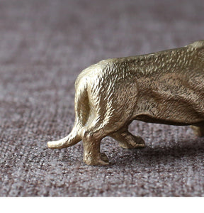 Twin Dachshunds Miniature Brass Figurines - 2 Pcs-Home Decor-Dachshund, Dogs, Figurines, Home Decor-6