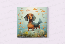 Load image into Gallery viewer, Underwater Dream Dachshund Wall Art Poster-Art-Dachshund, Dog Art, Home Decor, Poster-Framed Light Canvas-Small - 8x8&quot;-2
