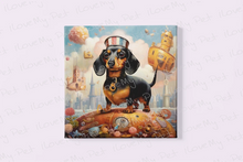 Load image into Gallery viewer, Whimsical Wonders Dachshund Dreamland Wall Art Poster-Art-Dachshund, Dog Art, Home Decor, Poster-Framed Light Canvas-Small - 8x8&quot;-2