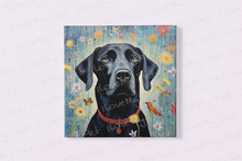 Load image into Gallery viewer, Floral Embrace Black Labrador Wall Art Poster-Art-Black Labrador, Dog Art, Home Decor, Labrador, Poster-Framed Light Canvas-Small - 8x8&quot;-2