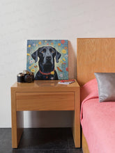 Load image into Gallery viewer, Floral Embrace Black Labrador Wall Art Poster-Art-Black Labrador, Dog Art, Home Decor, Labrador, Poster-6