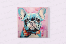 Load image into Gallery viewer, Whimsical Blue Frenchie Wall Art Poster-Art-Dog Art, French Bulldog, Home Decor, Poster-Framed Light Canvas-Small - 8x8&quot;-2