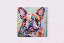 Load image into Gallery viewer, Kaleidoscopic French Bulldog Fantasy Wall Art Poster-Art-Dog Art, French Bulldog, Home Decor, Poster-Framed Light Canvas-Small - 8x8&quot;-2
