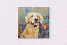 Load image into Gallery viewer, Whimsical Golden Retriever Reverie Wall Art Poster-Art-Dog Art, Golden Retriever, Home Decor, Poster-Framed Light Canvas-Small - 8x8&quot;-2