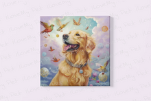 Load image into Gallery viewer, Canine Joy Golden Retriever Wall Art Poster-Art-Dog Art, Golden Retriever, Home Decor, Poster-Framed Light Canvas-Small - 8x8&quot;-2