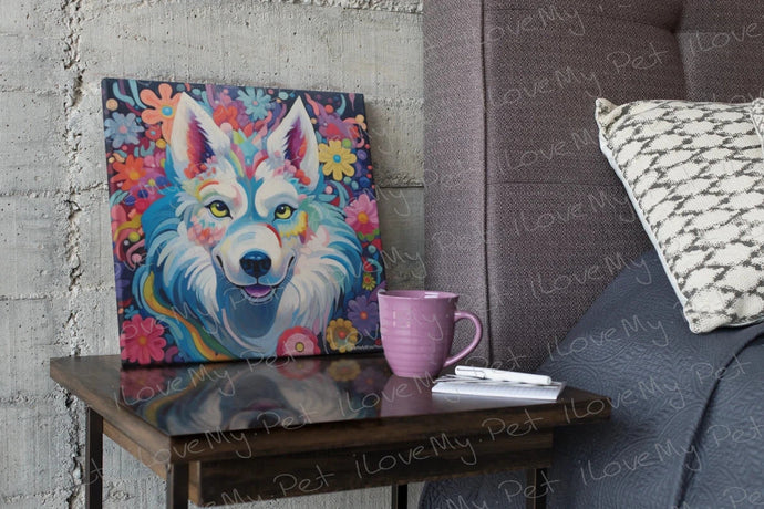 Floral Enchantment Husky Dream Wall Art Poster-Art-Dog Art, Home Decor, Poster, Siberian Husky-1