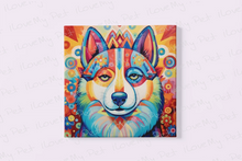 Load image into Gallery viewer, Psychedelic Husky Dream Wall Art Poster-Art-Dog Art, Home Decor, Poster, Siberian Husky-Framed Light Canvas-Small - 8x8&quot;-2