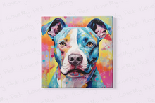Load image into Gallery viewer, Colorful Charm Pit Bull Wall Art Poster-Art-Dog Art, Home Decor, Pit Bull, Poster-Framed Light Canvas-Small - 8x8&quot;-2