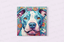 Load image into Gallery viewer, Floral Whimsy Pit Bull Wall Art Poster-Art-Dog Art, Home Decor, Pit Bull, Poster-Framed Light Canvas-Small - 8x8&quot;-2