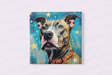 Load image into Gallery viewer, Starry-Eyed Pit Bull Dream Wall Art Poster-Art-Dog Art, Home Decor, Pit Bull, Poster-Framed Light Canvas-Small - 8x8&quot;-2