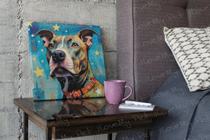 Starry-Eyed Pit Bull Dream Wall Art Poster-Art-Dog Art, Home Decor, Pit Bull, Poster-1