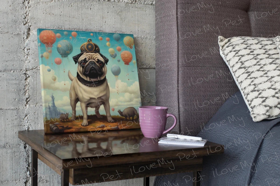 Whimsical Balloon King Pug Wall Art Poster-Art-Dog Art, Home Decor, Poster, Pug-4