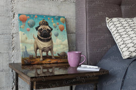 Whimsical Balloon King Pug Wall Art Poster-Art-Dog Art, Home Decor, Poster, Pug-4